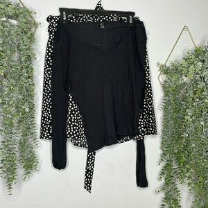 Black and white flower shirt long sleeve, and skirt set